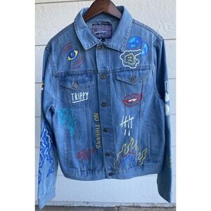 Brooklyn Cloth Men's Medium Graphic Denim Jean Jacket Expand Your Horizons